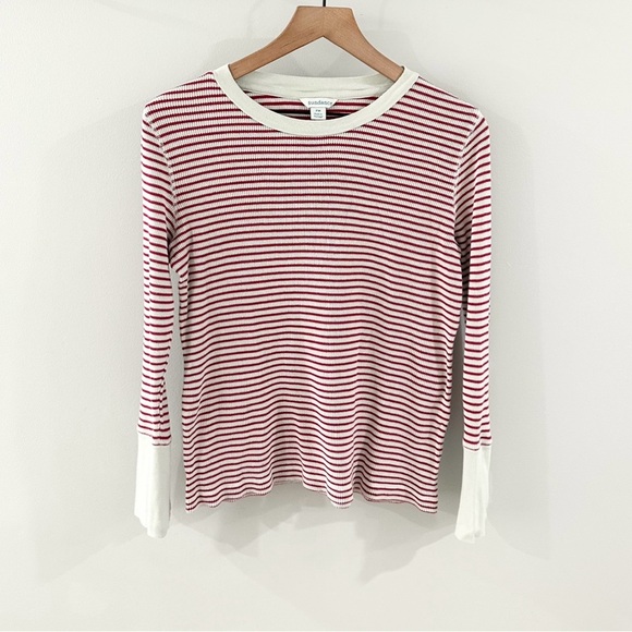 Sundance ‘Elemental’ Casual Striped Top Red Size Medium Petite - Picture 2 of 6